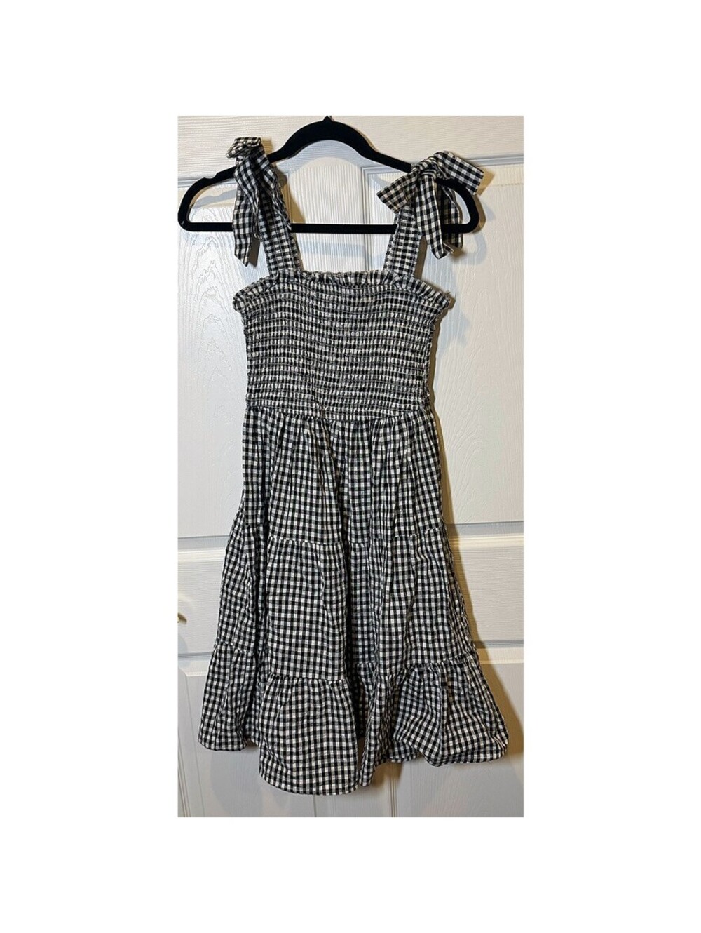 Gingham tie strap dress